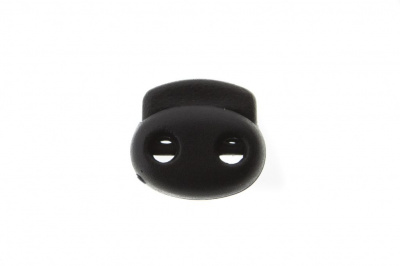 8049ТН Фиксатор пластиковый двухдырочный, 23х20 мм, цвет чёрный - купить в Рязани. Цена: 1.37 руб.