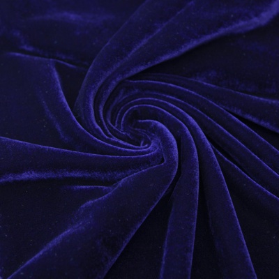 Бархат стрейч №14, 240 гр/м2, шир.160 см, (2,6 м/кг), цвет т.синий - купить в Рязани. Цена 740.88 руб.