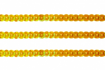 Пайетки "ОмТекс" на нитях, CREAM, 6 мм С / упак.73+/-1м, цв. 92 - золото - купить в Рязани. Цена: 484.77 руб.