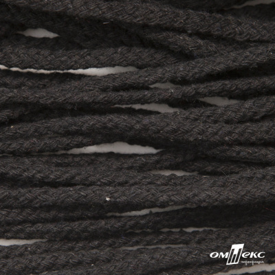 Шнур плетеный d-6 мм круглый, 70% хлопок 30% полиэстер, уп.90+/-1 м, цв.1078-черный - купить в Рязани. Цена: 588 руб.