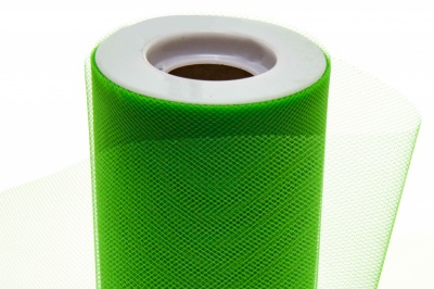 Фатин в шпульках 16-146, 10 гр/м2, шир. 15 см (в нам. 25+/-1 м), цвет зелёный - купить в Рязани. Цена: 100.69 руб.