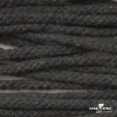 Шнур плетеный d-6 мм круглый, 70% хлопок 30% полиэстер, уп.90+/-1 м, цв.1088-т.серый - купить в Рязани. Цена: 594 руб.