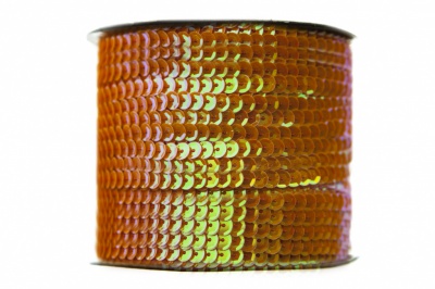 Пайетки "ОмТекс" на нитях, CREAM, 6 мм С / упак.73+/-1м, цв. 88 - оранжевый - купить в Рязани. Цена: 300.55 руб.