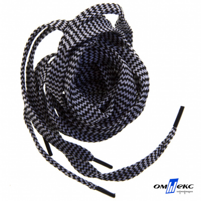 Шнурки #107-07, плоские 130 см, двухцветные цв.серый/чёрный - купить в Рязани. Цена: 23.03 руб.