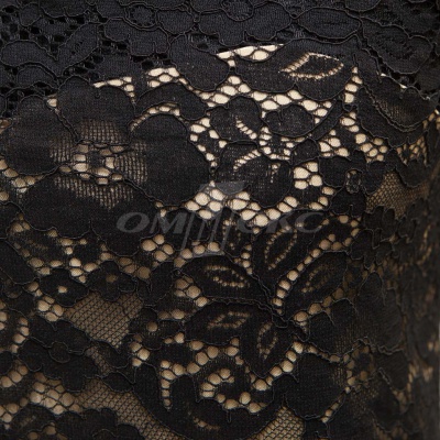 Кружевное полотно #3378, 150 гр/м2, шир.150см, цвет чёрный - купить в Рязани. Цена 370.97 руб.