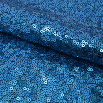 Сетка с пайетками №18, 188 гр/м2, шир.140см, цвет голубой - купить в Рязани. Цена 458.76 руб.