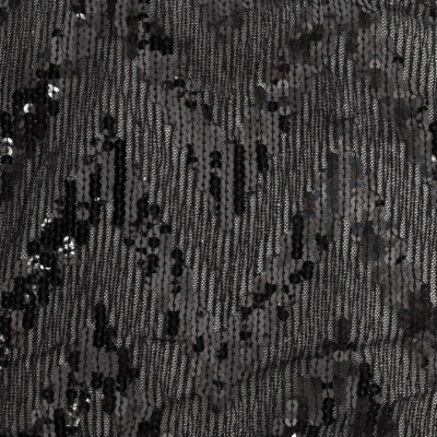 Трикотажное полотно с пайетками, шир.130 см, #311-бахрома чёрная - купить в Рязани. Цена 1 183.35 руб.