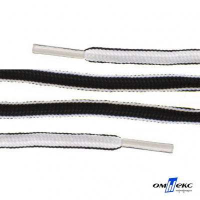 Шнурки #4-27, круглые 130 см, двухцветные (черно/белый) - купить в Рязани. Цена: 47.04 руб.