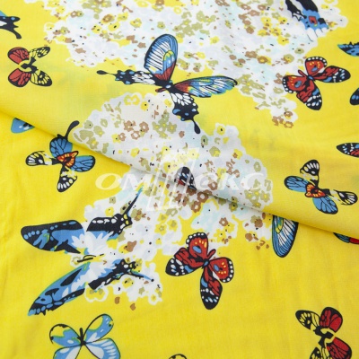 Плательная ткань "Софи" 7.2, 75 гр/м2, шир.150 см, принт бабочки - купить в Рязани. Цена 241.49 руб.