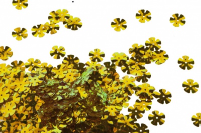 Пайетки "ОмТекс" россыпью,DOUBLE SIDED GOLD,цветок 14 мм/упак.50 гр, цв. 0460-золото - купить в Рязани. Цена: 80.12 руб.