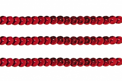 Пайетки "ОмТекс" на нитях, SILVER-BASE, 6 мм С / упак.73+/-1м, цв. 3 - красный - купить в Рязани. Цена: 468.37 руб.