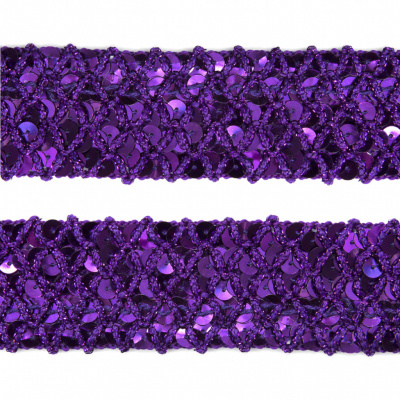 Тесьма с пайетками 12, шир. 35 мм/уп. 25+/-1 м, цвет фиолет - купить в Рязани. Цена: 1 308.30 руб.