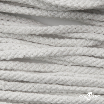 Шнур плетеный d-6 мм круглый, 70% хлопок 30% полиэстер, уп.90+/-1 м, цв.1076-белый - купить в Рязани. Цена: 594 руб.