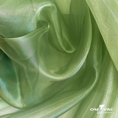Ткань органза, 100% полиэстр, 28г/м2, шир. 150 см, цв. #27 зеленый - купить в Рязани. Цена 86.24 руб.