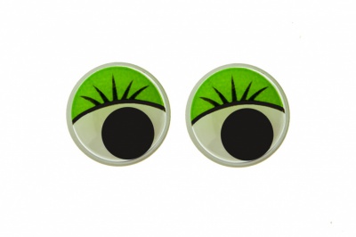 Глазки для игрушек, круглые, с бегающими зрачками, 15 мм/упак.50+/-2 шт, цв. -зеленый - купить в Рязани. Цена: 113.01 руб.