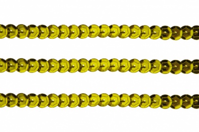 Пайетки "ОмТекс" на нитях, SILVER-BASE, 6 мм С / упак.73+/-1м, цв. 7 - св.золото - купить в Рязани. Цена: 468.37 руб.