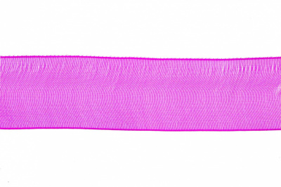 Лента органза 1015, шир. 10 мм/уп. 22,8+/-0,5 м, цвет ярк.розовый - купить в Рязани. Цена: 38.39 руб.