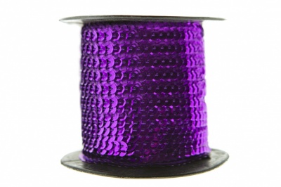 Пайетки "ОмТекс" на нитях, SILVER-BASE, 6 мм С / упак.73+/-1м, цв. 12 - фиолет - купить в Рязани. Цена: 300.55 руб.
