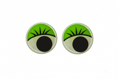 Глазки для игрушек, круглые, с бегающими зрачками, 12 мм/упак.50+/-2 шт, цв. -зеленый - купить в Рязани. Цена: 95.04 руб.