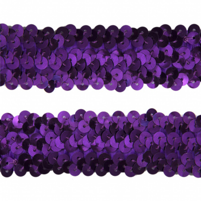 Тесьма с пайетками 12, шир. 30 мм/уп. 25+/-1 м, цвет фиолет - купить в Рязани. Цена: 1 087.39 руб.