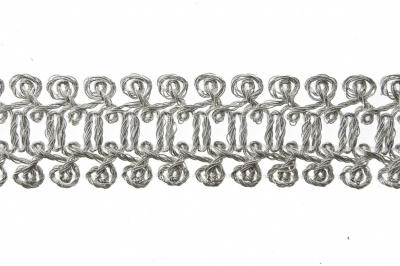 Тесьма металлизированная 7866, шир. 25 мм/уп. 13,7+/-1 м, цвет серебро - купить в Рязани. Цена: 1 293.60 руб.