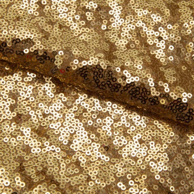 Сетка с пайетками №3, 188 гр/м2, шир.140см, цвет золотой - купить в Рязани. Цена 454.12 руб.