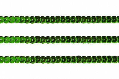 Пайетки "ОмТекс" на нитях, SILVER-BASE, 6 мм С / упак.73+/-1м, цв. 4 - зеленый - купить в Рязани. Цена: 484.77 руб.