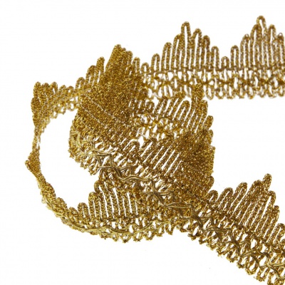 Тесьма металлизированная 0384-0240, шир. 40 мм/уп. 25+/-1 м, цвет золото - купить в Рязани. Цена: 490.74 руб.