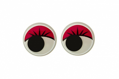 Глазки для игрушек, круглые, с бегающими зрачками, 12 мм/упак.50+/-2 шт, цв. -красный - купить в Рязани. Цена: 95.04 руб.