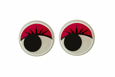 Глазки для игрушек, круглые, с бегающими зрачками, 15 мм/упак.50+/-2 шт, цв. -красный - купить в Рязани. Цена: 113.01 руб.